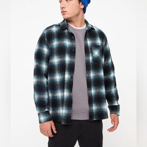 A&F Green / Navy Midweight Soft Cotton Flannel Shirt M